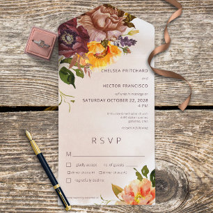 Rustic Fall Burgundy & Yellow Floral Tan Janto