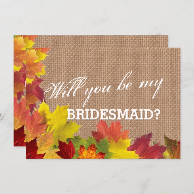 Rustic Fall Deixa Burlap BRIDESMAID Convite (Frente/Verso)