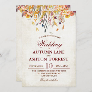 Rustic Fall Deixa Convite De Casamento