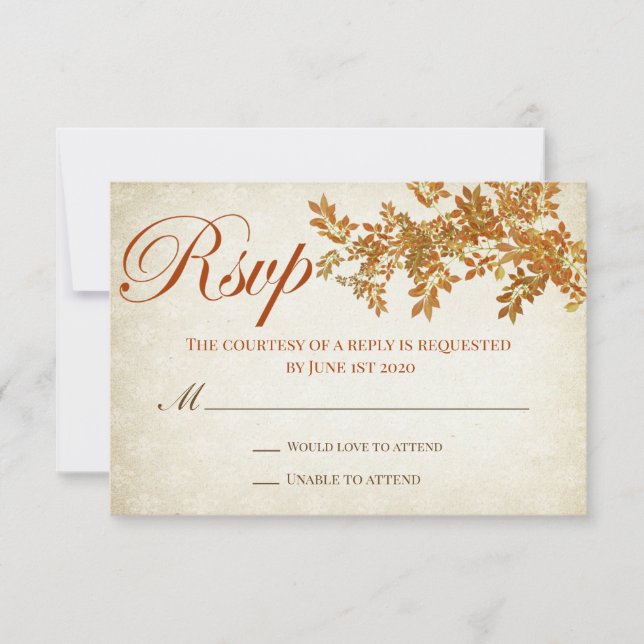 Rustic Fall in Love RSVP Card (Frente)