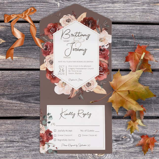 Rustic Fall Rust Floral em Janto Brown (Criador carregado)