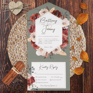 Rustic Fall Rust Floral no Janto Sage Green
