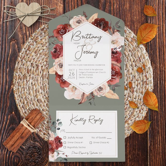 Rustic Fall Rust Floral no Janto Sage Green (Criador carregado)