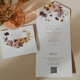 Rustic Fall Terracotta Floral Casamento QR