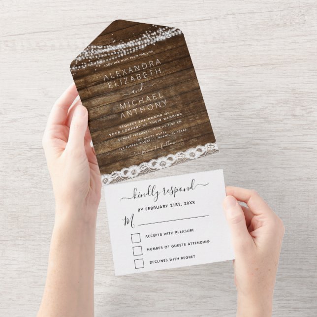 Rustic Farmhouse String Luzes Lace Casando Tudo Em (Tearaway)