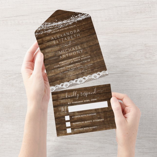 Rustic Farmhouse String Luzes Lace Casando Tudo Em (Aba destacável)