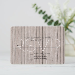Rustic Faux Brown Wood Weding RSVP