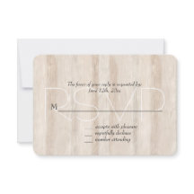 Rustic Faux Cream White Wood Weding RSVP