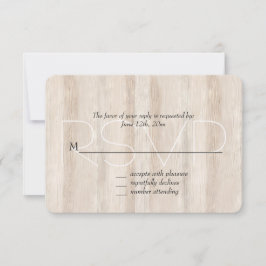 Rustic Faux Cream White Wood Weding RSVP