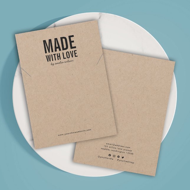 Rustic Feed with Love Kraft Necklace Display Card (Criador carregado)