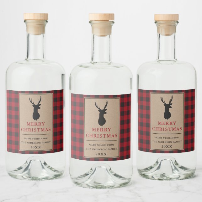 Rustic Felry Christmas Red Xadrez Kraft (Garrafas)