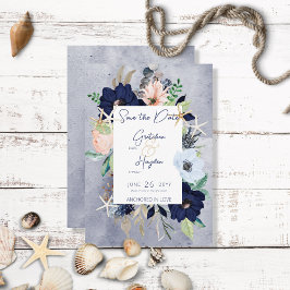 Rustic Floral Beach Náutica Salve o Cartão de Data