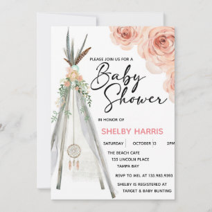 Rustic Floral Boho Dreamcatcher Teepee Watercolor