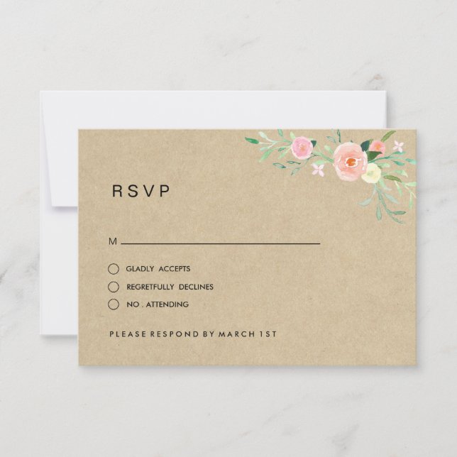 Rustic Floral Boho Wedding RSVP (Frente)