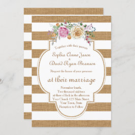 Rustic Floral Burlap Stripes Convite De Casamento