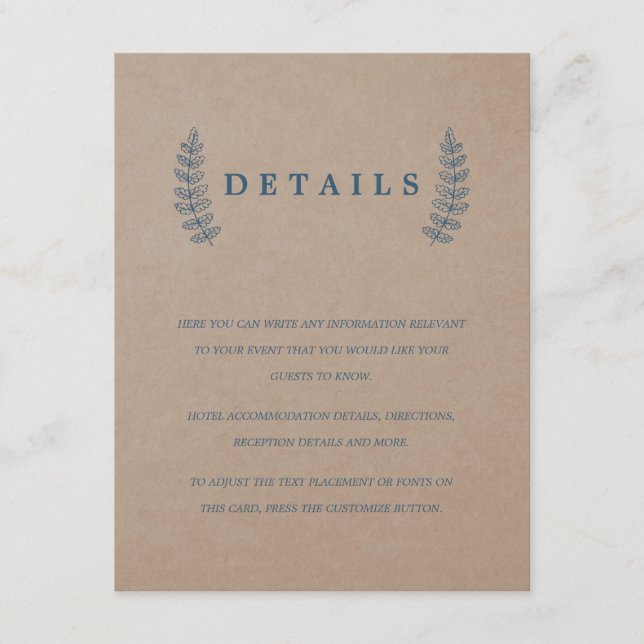 Rustic Floral | Cartão Faux Kraft Pormenorizado pa (Frente)