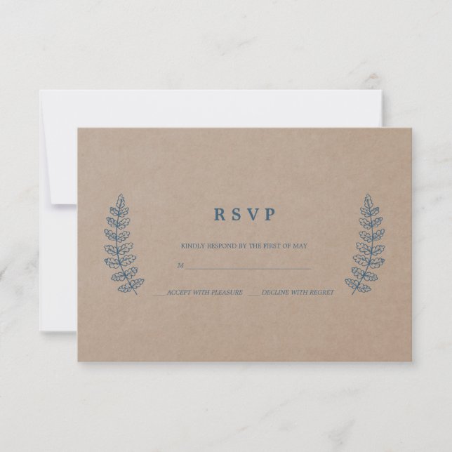 Rustic Floral | Cartão RSVP de Casamento Faux Kraf (Frente)