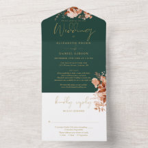 Rustic Floral Emerald Detalhes Dourados RSVP Casam