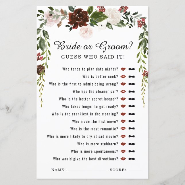 Rustic Floral | Jogo do Chá de panela Botânico Boh (Frente)