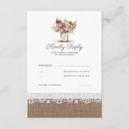 Rustic Floral Mason Jar | RSVP de Casamento Burlap