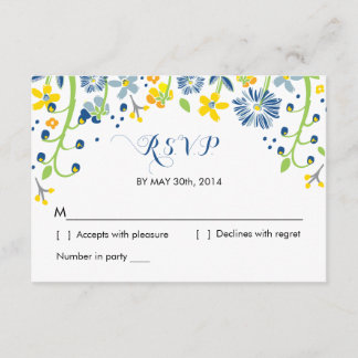 Rustic Floral | R S V P Placa de resposta Marinho 