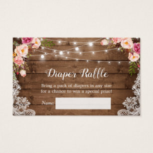 Rustic Floral String Lights Lace Diaper Raffle