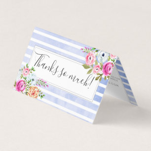Rustic Floral Watercolor Modern Stripe Obrigado