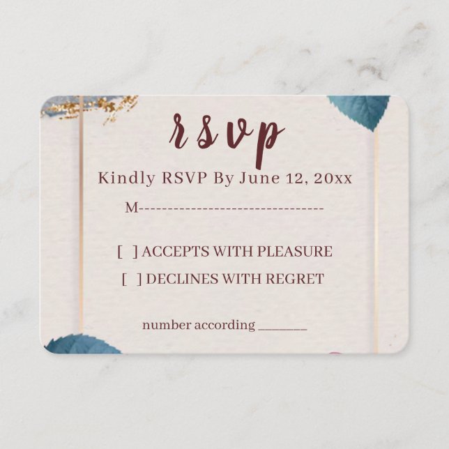 Rustic Floral Wedding RSVP Card (Frente)