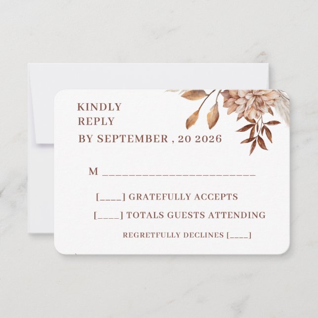 Rustic Floral Wedding RSVP Card – Earthy Elegance (Frente)