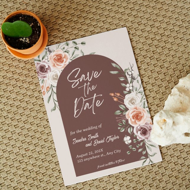 Rustic Floral Wedding Salvar a Data Convite (Rustic Floral Wedding Save the Date Invitation)