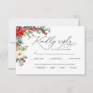 Rustic Floral Winter Botanical Wedding RSVP