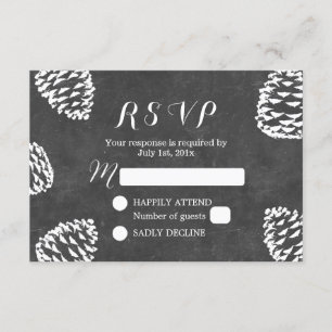 Rustic Forest Pine Cones Chalkboard Weding RSVP