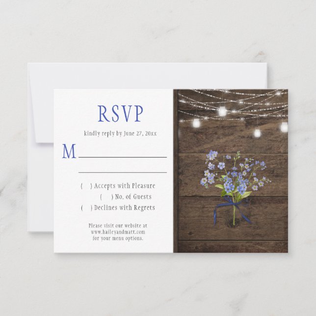 Rustic Forget-Me-Nots Mason Jar String Lights RSVP (Frente)