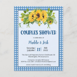 Rustic Gingham Sunflower Casal Convite