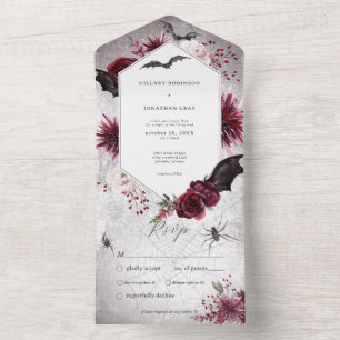 Rustic Gótica Black & Burgundy Halloween PERSONALI