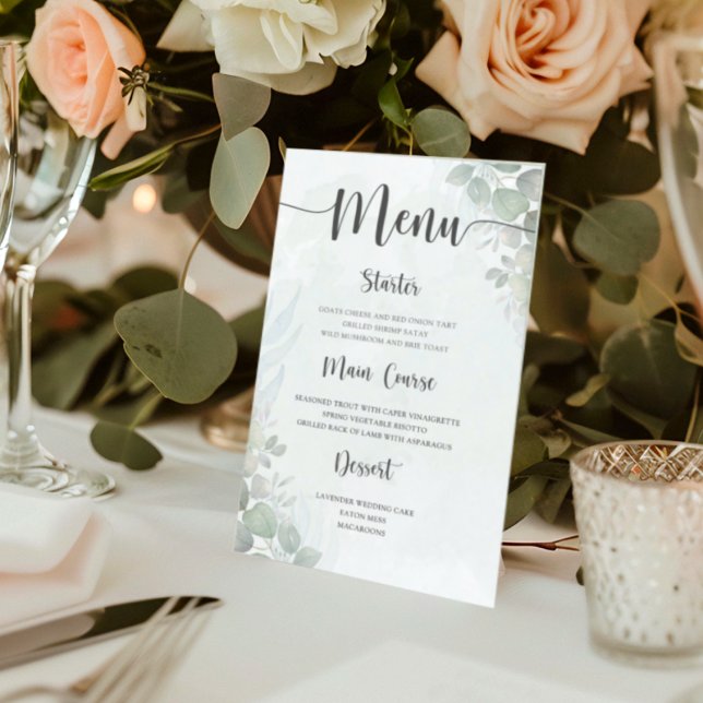 Rustic Green Eucalyptus Wedding Menu (Criador carregado)