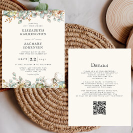 Rustic Greenery Código QR Convite de Casamento