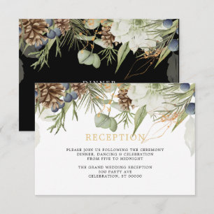 Rustic Greenery Pinecones Placa de Recepção de c