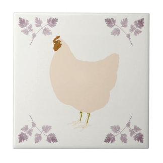 Rustic Hen Chicken and Chervil Herbs Ceramic Tile