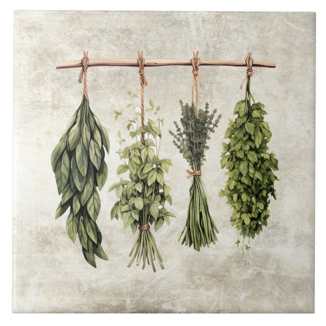 Rustic Herbs Drying on Twine (Frente)