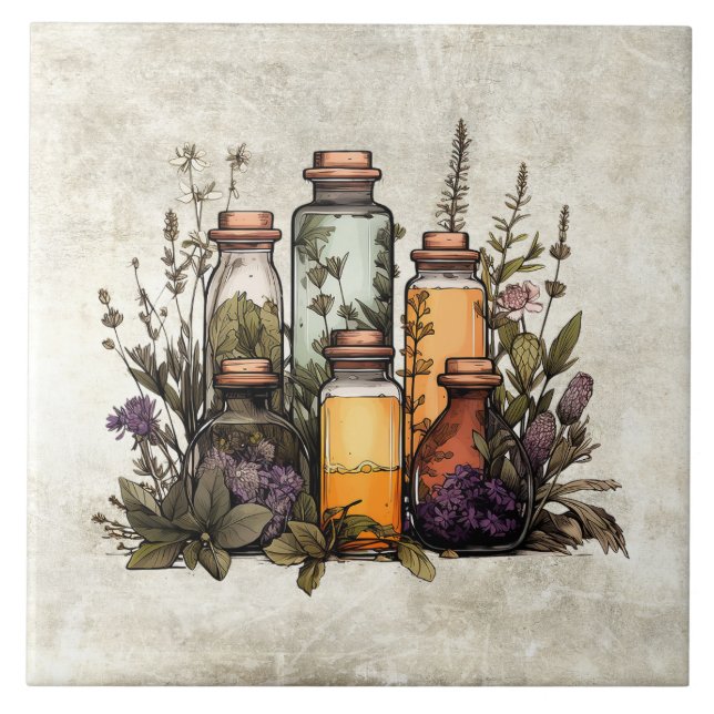 Rustic Herbs & Spices in Bottles Watercolors (Frente)