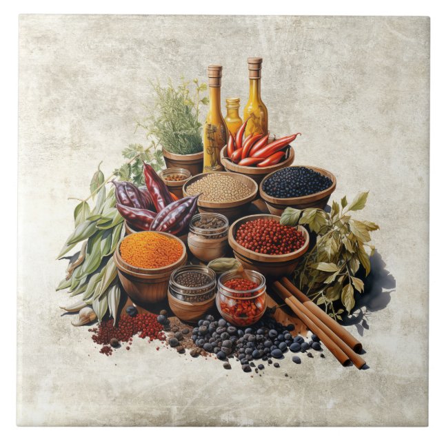 Rustic Herbs Spices in Watercolors (Frente)