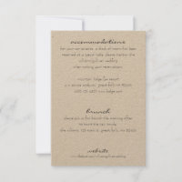 Rustic Informação Adicional Convite Inserir