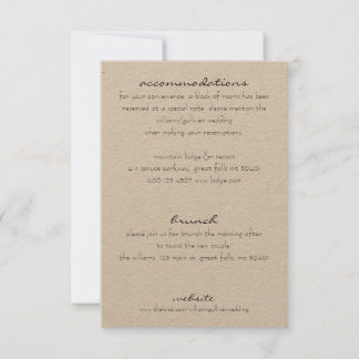 Rustic Informação Adicional Convite Inserir