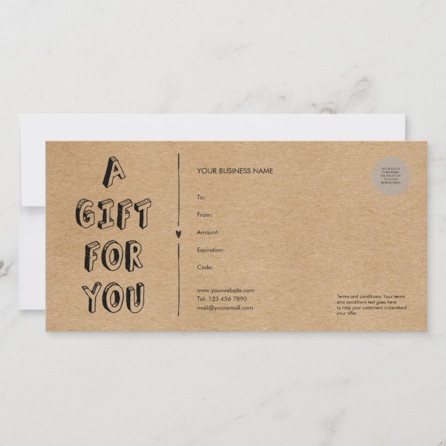 Rustic Kraft A Gift For You Gift Certificate (Frente)