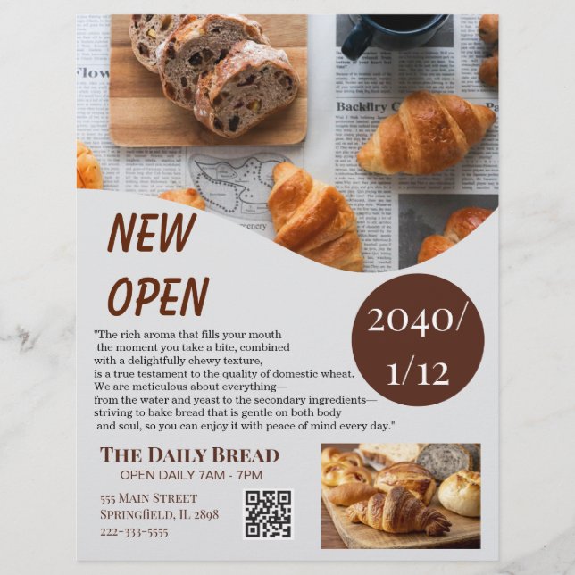Rustic Kraft Bakery New Open Grand Opening Flyer (Frente)