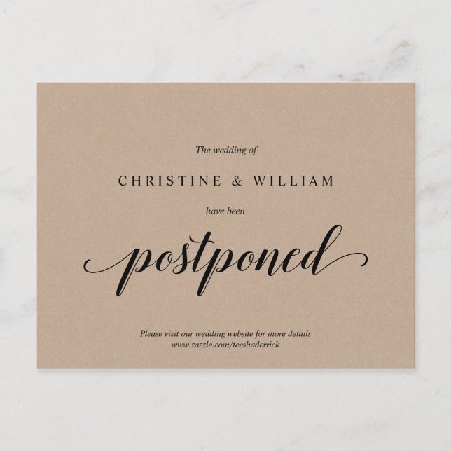 Rustic Kraft, Convite De Casamento Adiado (Frente)