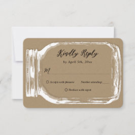 Rustic Kraft Country Burlap Mason Jar Weding RSVP