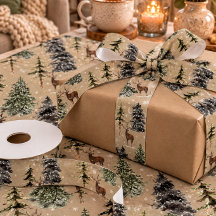 Rustic Kraft Inverno Floresta de Abetos Rena