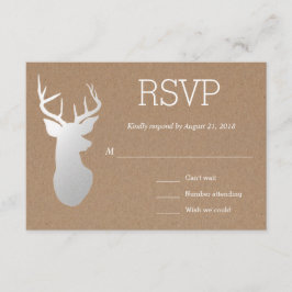 Rustic Kraft Paper Silver Antler Casamento RSVP